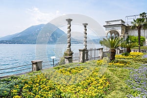 View of Lake Como from the botanical garden of Villa Monastero, Varenna, Italy