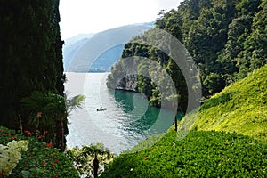 View of Lake Como from the shore of Lenno.