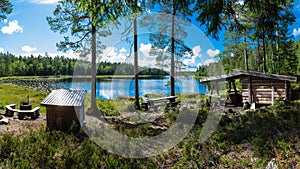 View of Lake Dragsjon in Gyllbergen nature preserve. Dalarna, Sweden.