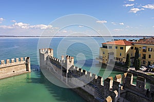 View on Lake Garda and ancient fortification. photo