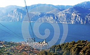 View on the lake Garda from cable car.