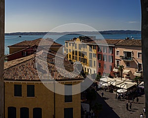 View on Lake Garda and Sirmione Old city in Italy