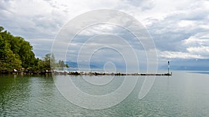 A view on Lake Geneva from Preverenges, Switzerland