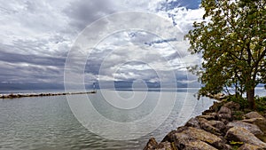 A view on Lake Geneva from Preverenges, Switzerland