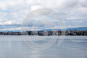 A view on Lake Geneva from Preverenges, Switzerland