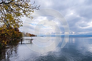 A view on Lake Geneva. from Preverenges, Switzerland