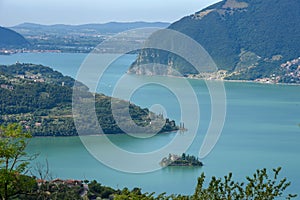 View at lake Iseo on Lombardy, Italy