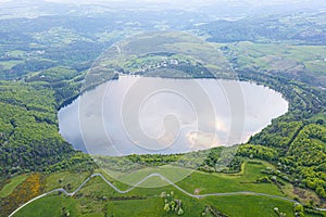 View of Lake Issarles, Le Lac-d`IssarlÃÂ¨s, Ardeche, Auvergne-RhÃÂ´ne-Alpes, France photo