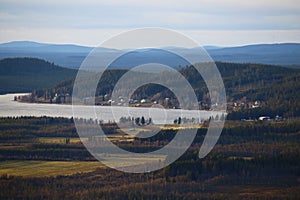 View on lake Jarvtrasket in Norrbotten in Sweden photo