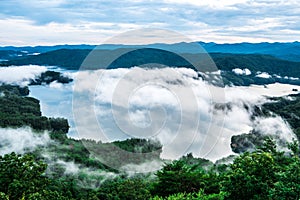 View of Lake Jocassee at sunset, from Jumping Off Rock, South Carolina