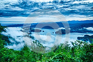 View of Lake Jocassee at sunset, from Jumping Off Rock, South Carolina