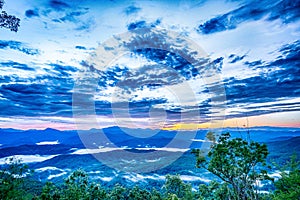 View of Lake Jocassee at sunset, from Jumping Off Rock, South Carolina