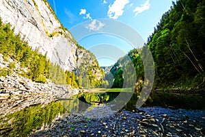 View of Lake Kammersee in Styria in the Salzkammergut. Landscape by the lake