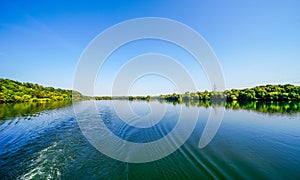 View of Lake Kemnader and the surrounding nature. Landscape at the Ruhr reservoir