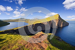 View of Lake Leitisvatn, Faroe Islands