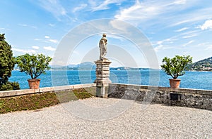 View of Lake Maggiore from island Madre, is one of the Borromean Islands, Italy