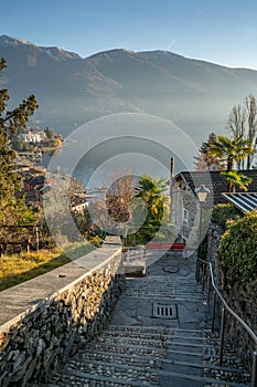 View of lake maggiore and swiss alps photo