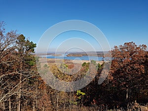 View of lake Maumelle from one of the the viewing decks of Pinnacle mountain state park photo