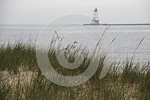 View of Lake Michigan and Lighthouse