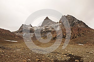 View on the lake and mountains around the southernmost trek in the world in Dientes de Navarino in Isla Navarino, Patagonia photo