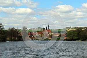 View of the lake near the city of Velehrad