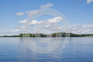 View of the Lake Nuasjarvi in summer, Vuokatti, Sotkamo, Finland