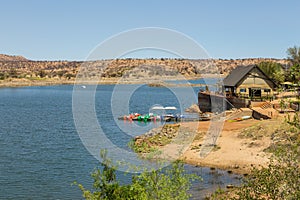 View of the Lake Oanob, holiday resort, Namibia