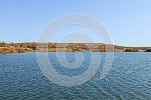 View of the Lake Oanob, holiday resort, Namibia