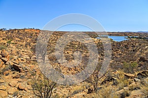 View of the Lake Oanob, holiday resort, Namibia