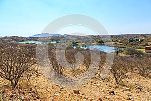 View of the Lake Oanob, holiday resort, Namibia