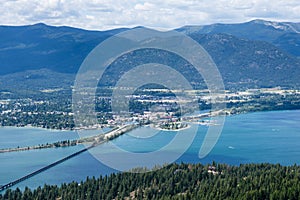 View of Lake Pend Oreille and the town of Sandpoint, Idaho