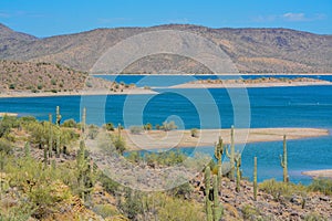 View of Lake Pleasant in Lake Pleasant Regional Park, Sonoran Desert, Arizona USA