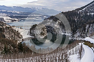 View of the lake of Santa Giustina from the village of CagnÃ²