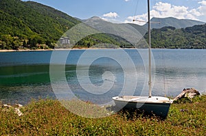 View of Lake Scanno in Italy photo