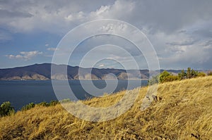 View of Lake Sevan and mountain range, from Sevanavank Sevan Mo