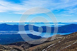 View of Lake Taupo and Lake Rotoaira in New Zealand