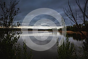 View of the lake before a thunderstorm