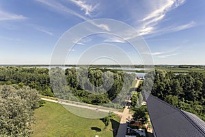 View of the lake Tisza from the lookout tower of the Lake Tisza Ecocentre in Poroszlo