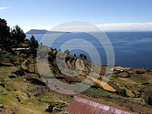 View of the Lake Titicaca from Taquile island photo