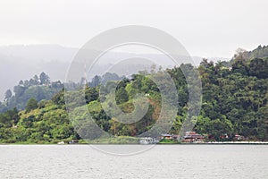 The view of Lake Toba in North Sumatera during cloudy day