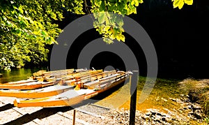 View of Lake Toplitz and the surrounding landscape. Idyllic nature by the lake in Styria