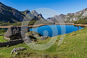 View of the Lake of the Valley in the Somiedo natural park in Asturias. photo