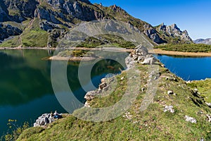 View of the Lake of the Valley in the Somiedo natural park in Asturias. photo