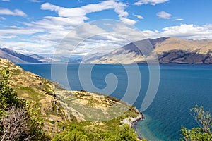 view of lake Wanaka, south island, New Zealand