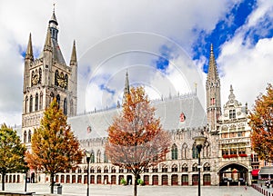 View on Lakenhal building in Ypres - Belgium