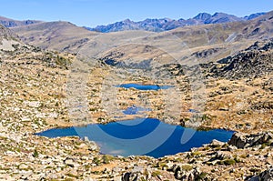 View of the lakes in the Lake Pessons, Andorra