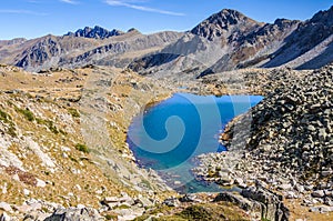 View of the lakes in the Lake Pessons, Andorra