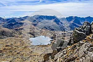 View of the lakes in the Lake Pessons, Andorra