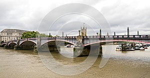 A view of Lambeth Bridge from southbank of river Thames, London, England