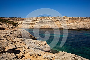 View of Lampedusa coast in the summer season